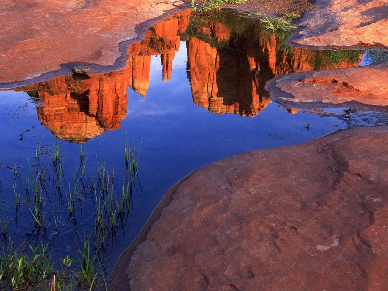 Foto: Reflection Of Cathedral Rock At Red Rock Crossing, Oak Creek Canyon, Sedona, Arizona