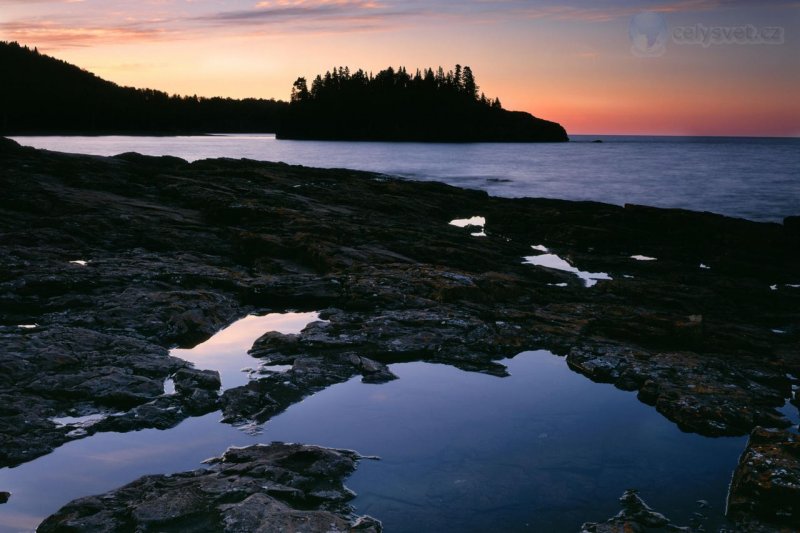 Foto: Sunset Glow On Lake Superior, Splitrock Lighthouse State Park, Minnesota